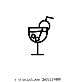 Lemon ice drink icon, sign and symbol icon. Minimalist vector line art. Hand drawn illustration, For icon interface, banner, layout, social media post, flyer and mobile apps.	