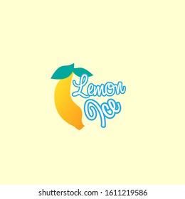 lemon ice logo icon with lemon fruit vector illustration for juice company or beverages menu
