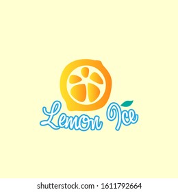 lemon ice logo icon with lemon fruit vector illustration for juice company or beverages menu
