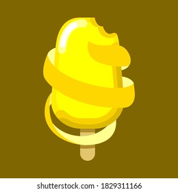 Lemon ice stick vector illustration in flat style with lemon zest. Good for logo, icon, decorative design