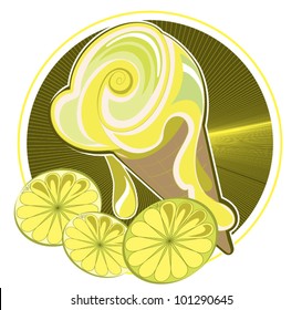 lemon ice-cream cone on a decorative background