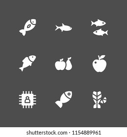 lemon icon. 9 lemon set with fish, fruit and chip vector icons for web and mobile app