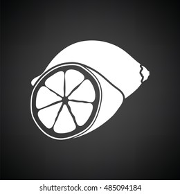 Lemon icon. Black background with white. Vector illustration.