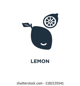 Lemon icon. Black filled vector illustration. Lemon symbol on white background. Can be used in web and mobile.