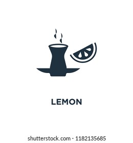 Lemon icon. Black filled vector illustration. Lemon symbol on white background. Can be used in web and mobile.
