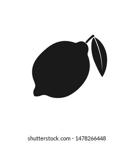 Lemon icon. Lemon black sign isolated on white background. Symbol lemon with leaf. Vector illustration