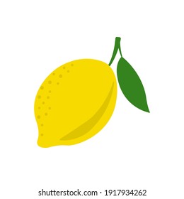 Lemon icon. Citrus fruit with leaf. Vector illustration.