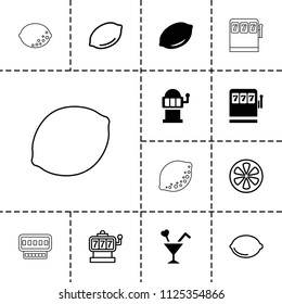 Lemon icon. collection of 13 lemon filled and outline icons such as slot machine. editable lemon icons for web and mobile.