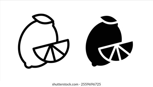 Lemon Icon collection in filled and stroke style.