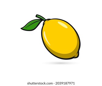 lemon Icon, collection Fresh lemon fruits isolated on white background.