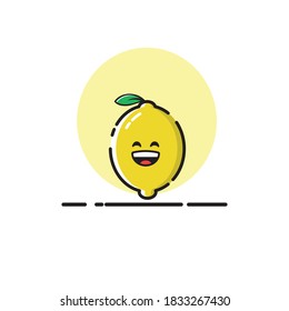 Lemon icon cute vector illustration laughed expression teeth