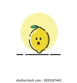 Lemon icon cute vector illustration shocked expression