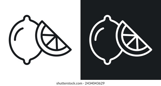 Lemon Icon Entworfen in einem Linienstil auf weißem Hintergrund.