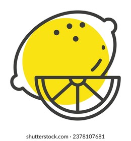 lemon icon with editable stroke to any thickness. Flat style. Vector illustration.