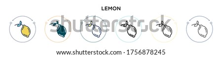 Lemon icon in filled, thin line, outline and stroke style. Vector illustration of two colored and black lemon vector icons designs can be used for mobile, ui, web