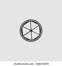 Lemon icon flat. Black pictogram on grey background. Vector illustration symbol