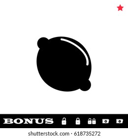 Lemon icon flat. Black pictogram on white background. Vector illustration symbol and bonus button open and closed lock, folder, star