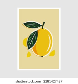 Lemon icon. Flat design style. Vector illustration. art print poster design