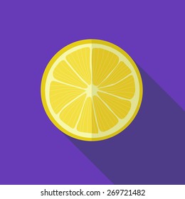 Lemon icon. Flat design vector illustration. 