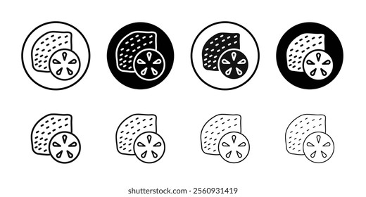 Lemon icon Flat outline fill set collection