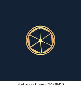 Lemon icon flat. Simple gold pictogram on dark background. Vector illustration symbol