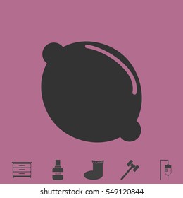 Lemon icon flat. Simple vector grey pictogram and bonus symbol