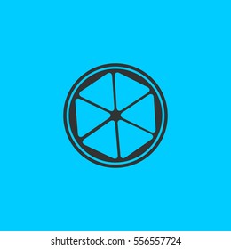 Lemon icon flat. Simple vector black pictogram on blue background