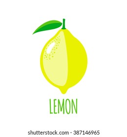 Lemon icon in flat style. Isolated object. Lemon logo. Vector illustration on white background