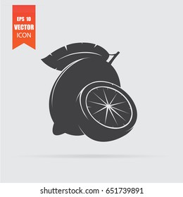 Lemon icon in flat style isolated on grey background. For your design, logo. Vector illustration.