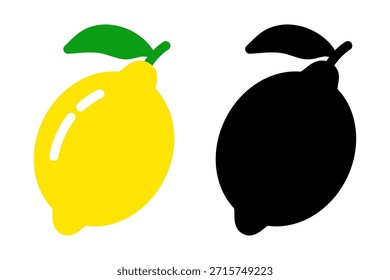 Icono de limón en estilo plano con variación de silueta. Ilustración vectorial que muestra la forma sólida del limón y el Diseño gráfico plano simple aislado.
