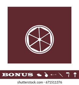 Lemon icon flat. White pictogram on brown background. Vector illustration symbol and bonus icons