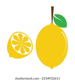 Icono de limón. fruta fresca aislada sobre fondo blanco. Ilustración vectorial.