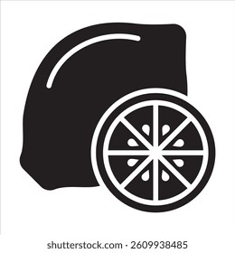 Lemon icon. Fresh lemon fruit in summer. For your website, logo, app, UI design. Vector illustration, isolated on white background.