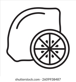 Lemon icon. Fresh lemon fruit in summer. For your website, logo, app, UI design. Vector illustration, isolated on white background.