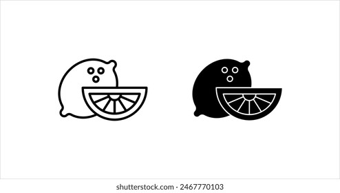 Lemon icon. Fresh lemon fruits on summer season. Summer fruit vector illustration on white background.