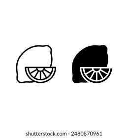 Lemon icon. Fresh lemon fruits on summer season. Summer fruit color editable