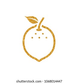 Lemon icon in gold glitter texture. Sparkle luxury style vector illustration.