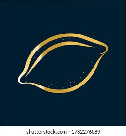 Zitronen. Symbol. Grafische Konturzeichnung. Goldene Zitrone auf dunklem Hintergrund. Doodle-Stil verwendet im Web-Design, für Druck.