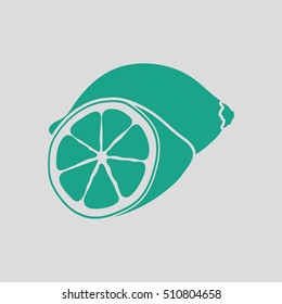 Lemon icon. Gray background with green. Vector illustration.
