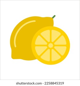 Lemon icon. illustration lemon isolated half fruit lime. vector illustration.