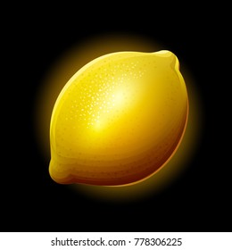 Lemon icon isolated on black background. Vector illustration