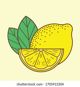Lemon icon isolated on white background. Vector illustration.