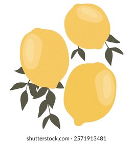 Lemon icon isolated on white background. Simple sour fruits vector. Juicy groovy fruits in doodle style