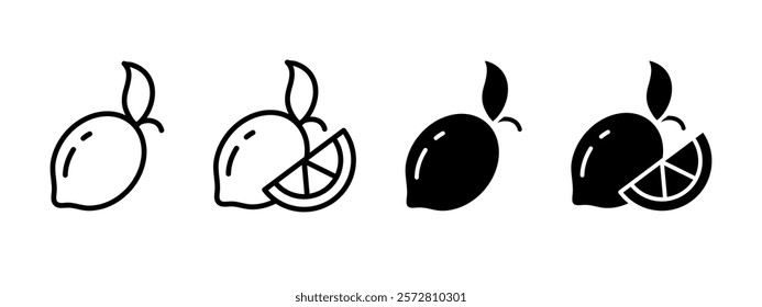 Lemon icon. Lime symbol. Citrus fruit vector illustration. Slice of lemon silhouette. Vitamin C sign. Fresh lemonade pictogram. Organic and natural healthy food concept isolated.