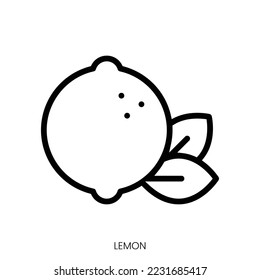 lemon icon. Line Art Style Design Isolated On White Background