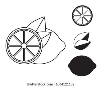 Lemon icon in line design. Simple style vector illustration.