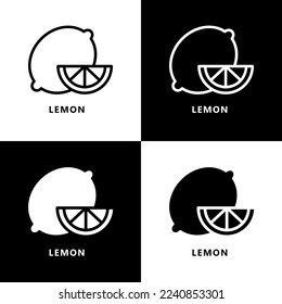 Lemon Icon Logo. Fresh Organic Fruit Symbol Illustration Vector