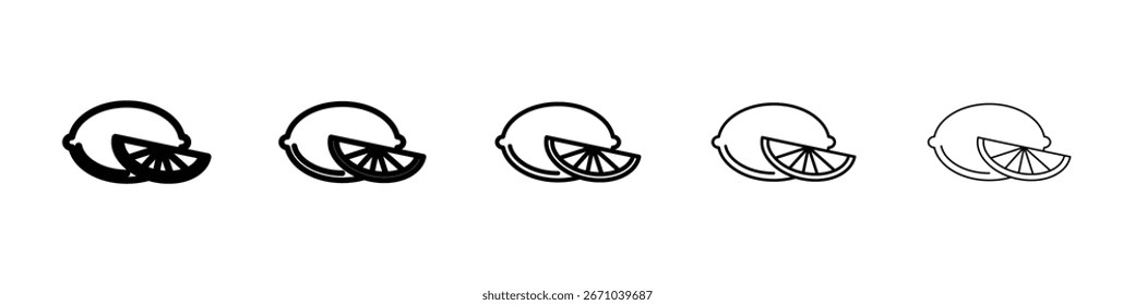 Logotipo de icono de limón en líneas de trazo colección