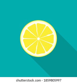 Lemon Icon with Long Shadow. Vector Illustration EPS10