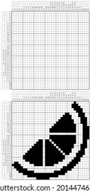 Lemon Icon Nonogram Pixel Art, Logic Puzzle Game Griddlers, Pic-A-Pix, Picture Paint By Numbers, Picross, Lemon Food Icon, Sour Juicy Vegetable Vector Art Illustration